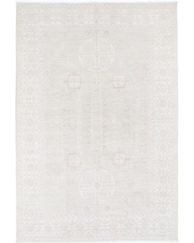 Khotan 6' 1" X 9' 2" Hand Knotted Wool Rug 6' 1" X 9' 2" (185 X 280) / Grey / Wool