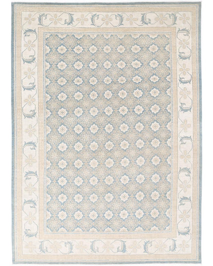 Khotan 9' 9" X 13' 9" Hand Knotted Wool Rug 9' 9" X 13' 9" (297 X 419) / Blue / Wool