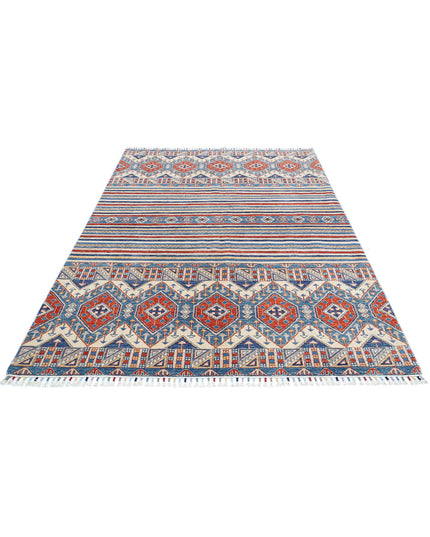 Khurjeen 5' 5" X 7' 11" Hand Knotted Wool Rug 5' 5" X 7' 11" (165 X 241) / Multi / Wool
