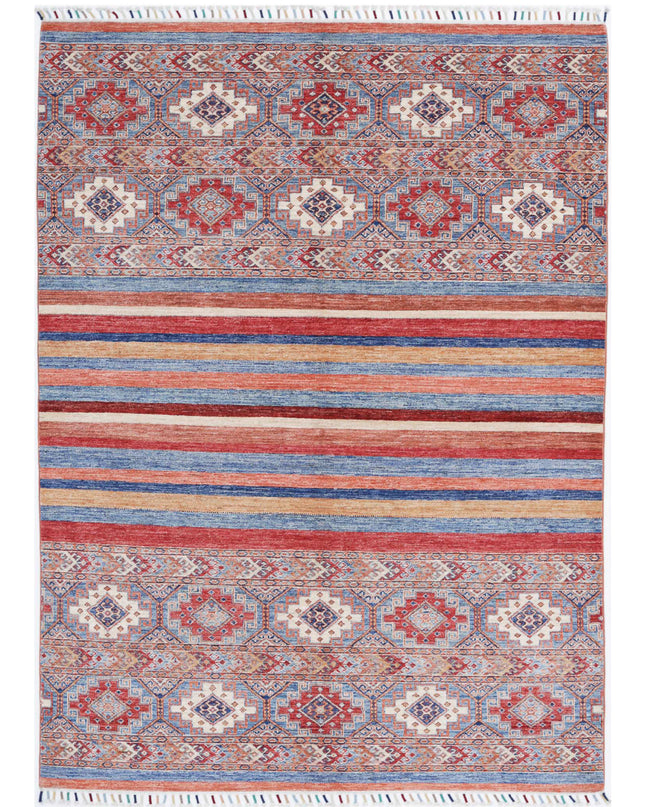 Khurjeen 5' 6" X 7' 7" Hand Knotted Wool Rug 5' 6" X 7' 7" (168 X 231) / Multi / Wool