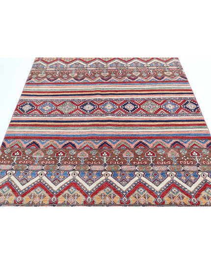 Khurjeen 5' 7" X 7' 4" Hand Knotted Wool Rug 5' 7" X 7' 4" (170 X 223) / Multi / Wool