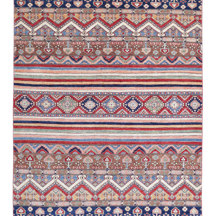 Khurjeen 5' 7" X 7' 4" Hand Knotted Wool Rug 5' 7" X 7' 4" (170 X 223) / Multi / Wool