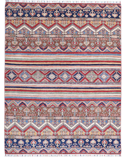 Khurjeen 5' 7" X 7' 4" Hand Knotted Wool Rug 5' 7" X 7' 4" (170 X 223) / Multi / Wool
