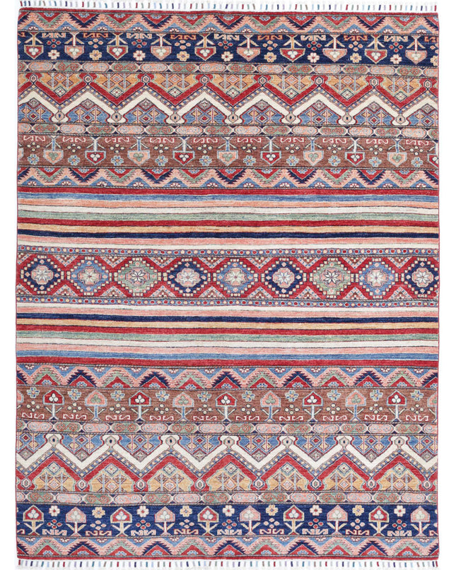 Khurjeen 5' 7" X 7' 4" Hand Knotted Wool Rug 5' 7" X 7' 4" (170 X 223) / Multi / Wool
