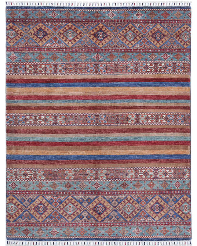 Khurjeen 5' 0" X 6' 6" Hand Knotted Wool Rug 5' 0" X 6' 6" (152 X 198) / Multi / Wool