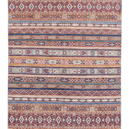 Khurjeen 4' 10" X 6' 2" Hand Knotted Wool Rug 4' 10" X 6' 2" (147 X 188) / Multi / Wool