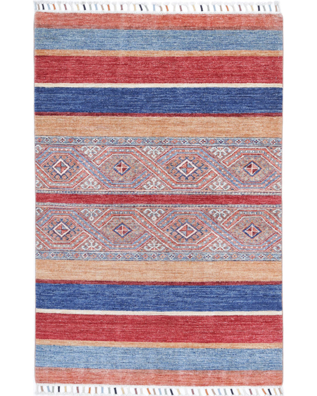 Khurjeen 3' 0" X 4' 9" Hand Knotted Wool Rug 3' 0" X 4' 9" (91 X 145) / Multi / Wool