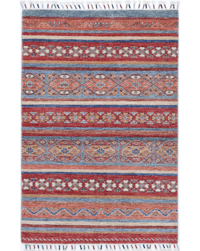 Khurjeen 3' 1" X 4' 8" Hand Knotted Wool Rug 3' 1" X 4' 8" (94 X 142) / Multi / Wool