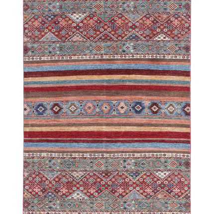 Khurjeen 4' 0" X 6' 0" Hand Knotted Wool Rug 4' 0" X 6' 0" (122 X 183) / Multi / Wool