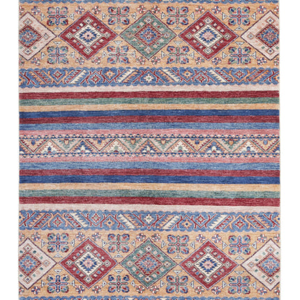 Khurjeen 4' 10" X 6' 3" Hand Knotted Wool Rug 4' 10" X 6' 3" (147 X 191) / Multi / Wool