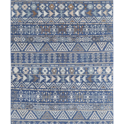 Khurjeen 6' 9" X 8' 5" Hand Knotted Wool Rug 6' 9" X 8' 5" (206 X 257) / Blue / Wool