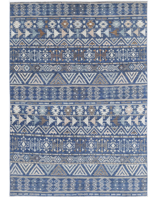 Khurjeen 6' 9" X 8' 5" Hand Knotted Wool Rug 6' 9" X 8' 5" (206 X 257) / Blue / Wool
