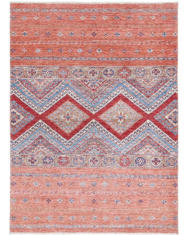Khurjeen 3' 4" X 4' 9" Hand Knotted Wool Rug 3' 4" X 4' 9" (101 X 145) / Multi / Wool