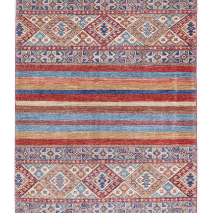 Khurjeen 3' 4" X 4' 9" Hand Knotted Wool Rug 3' 4" X 4' 9" (101 X 145) / Multi / Wool