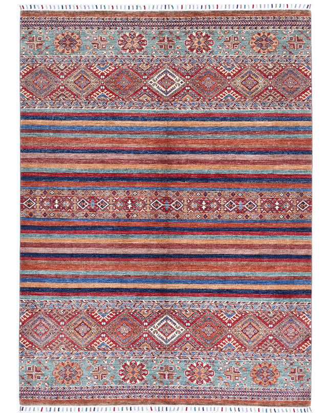 Khurjeen 5' 9" X 7' 10" Hand Knotted Wool Rug 5' 9" X 7' 10" (175 X 239) / Multi / Wool