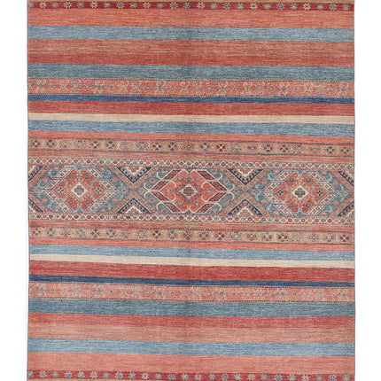 Khurjeen 5' 6" X 7' 8" Hand Knotted Wool Rug 5' 6" X 7' 8" (168 X 234) / Multi / Wool