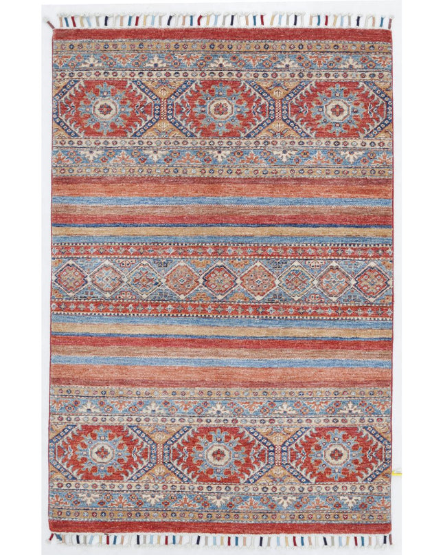 Khurjeen 3' 4" X 4' 11" Hand Knotted Wool Rug 3' 4" X 4' 11" (101 X 150) / Multi / Wool