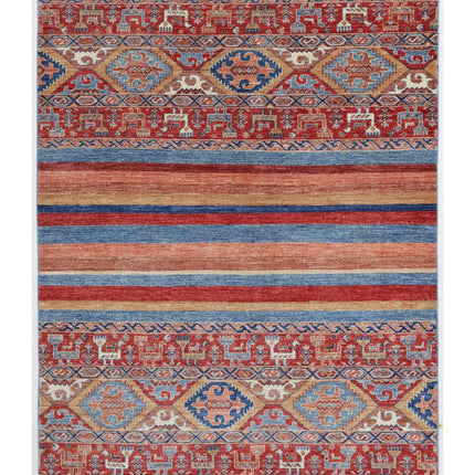 Khurjeen 5' 0" X 6' 6" Hand Knotted Wool Rug 5' 0" X 6' 6" (152 X 198) / Multi / Wool