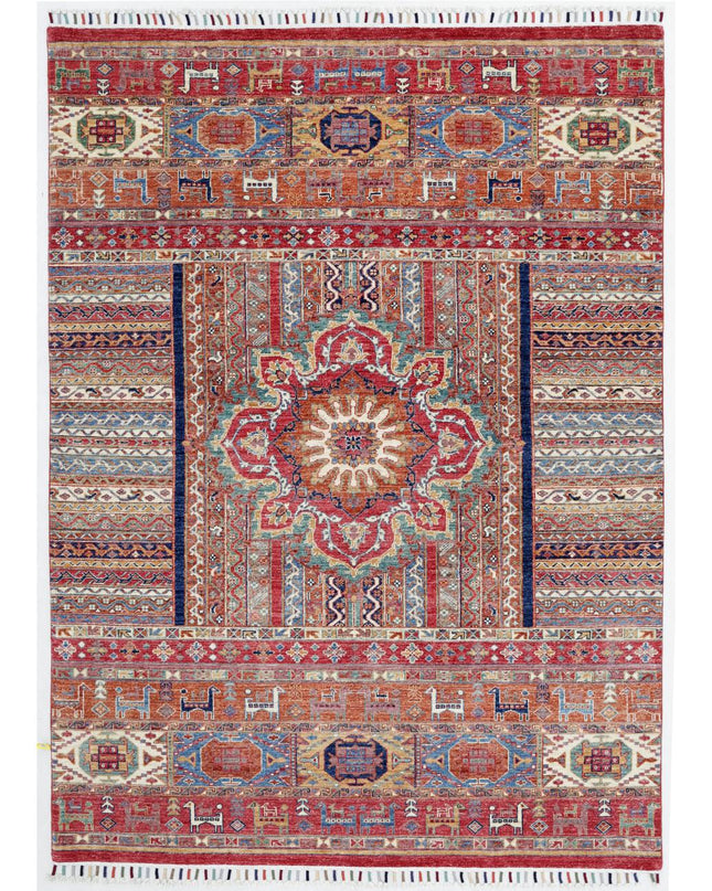 Khurjeen 5' 8" X 7' 10" Hand Knotted Wool Rug 5' 8" X 7' 10" (173 X 239) / Multi / Wool