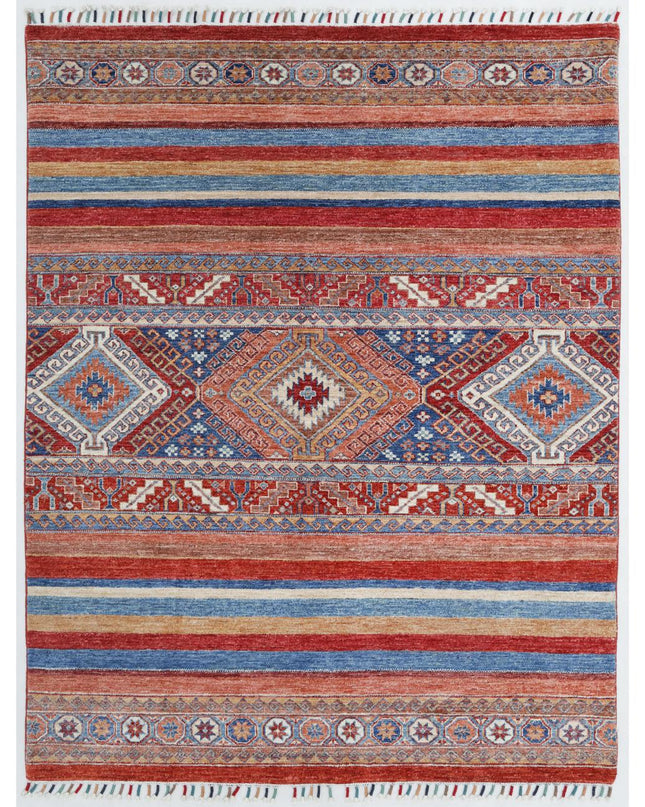 Khurjeen 5' 1" X 6' 6" Hand Knotted Wool Rug 5' 1" X 6' 6" (155 X 198) / Multi / Wool
