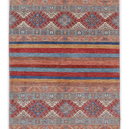 Khurjeen 5' 0" X 6' 6" Hand Knotted Wool Rug 5' 0" X 6' 6" (152 X 198) / Multi / Wool