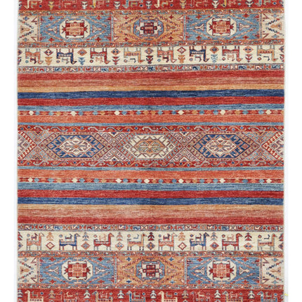 Khurjeen 5' 0" X 6' 6" Hand Knotted Wool Rug 5' 0" X 6' 6" (152 X 198) / Multi / Wool