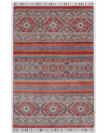 Khurjeen 3' 2" X 4' 9" Hand Knotted Wool Rug 3' 2" X 4' 9" (97 X 145) / Multi / Wool