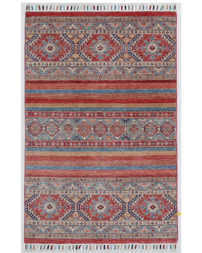 Khurjeen 3' 2" X 4' 9" Hand Knotted Wool Rug 3' 2" X 4' 9" (97 X 145) / Multi / Wool