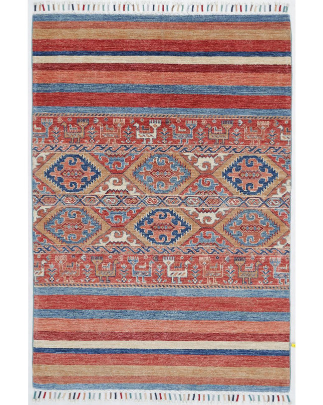 Khurjeen 4' 0" X 5' 9" Hand Knotted Wool Rug 4' 0" X 5' 9" (122 X 175) / Multi / Wool