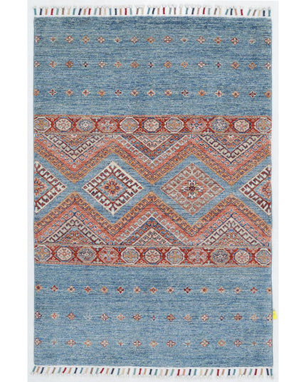 Khurjeen 3' 4" X 4' 11" Hand Knotted Wool Rug 3' 4" X 4' 11" (101 X 150) / Multi / Wool