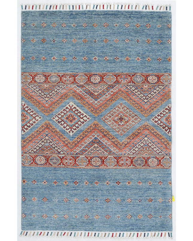 Khurjeen 3' 4" X 4' 11" Hand Knotted Wool Rug 3' 4" X 4' 11" (101 X 150) / Multi / Wool