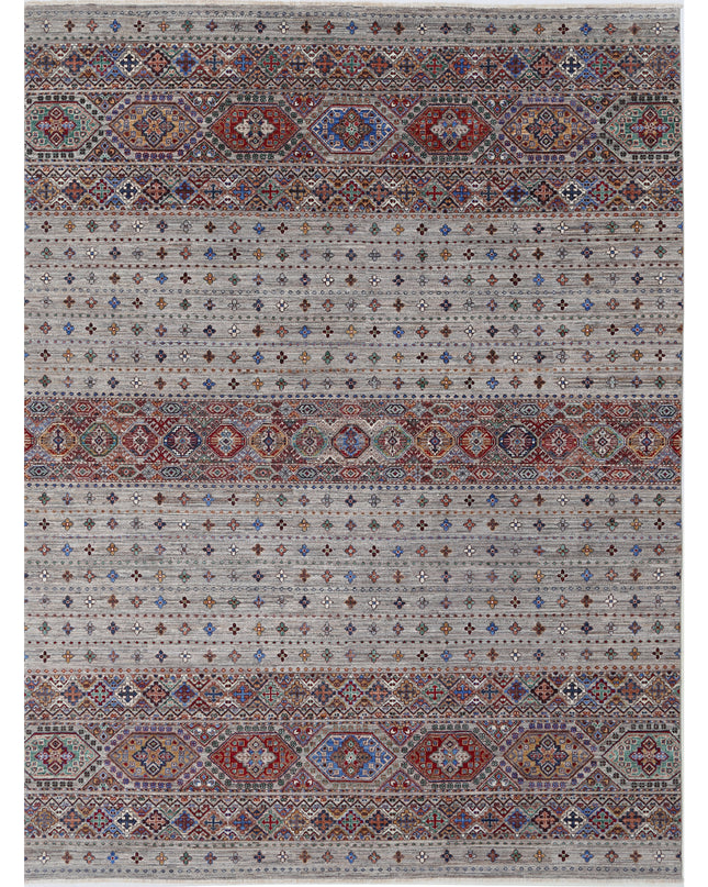 Khurjeen 8' 10" X 11' 9" Hand Knotted Wool Rug 8' 10" X 11' 9" (269 X 358) / Grey / Wool