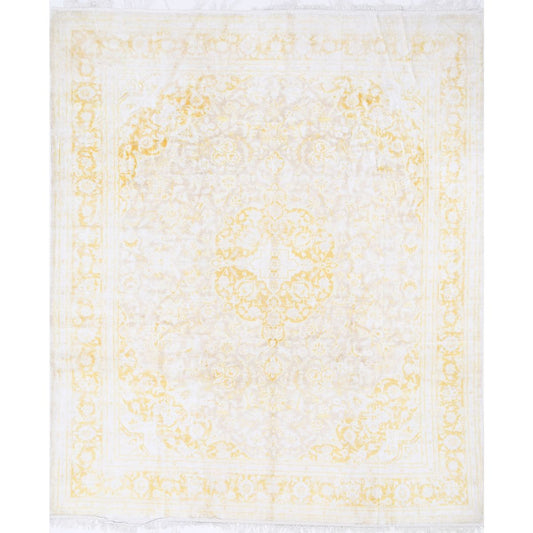 Legacy 7' 10" X 9' 7" Art Silk Hand-Knotted Rug 7' 10" X 9' 7" (239 X 292) / Ivory / Gold