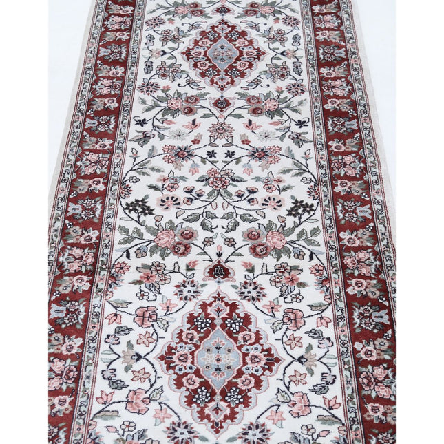 Legacy 2' 6" X 13' 9" Art Silk Hand-Knotted Rug 2' 6" X 13' 9" (76 X 419) / Ivory / Red