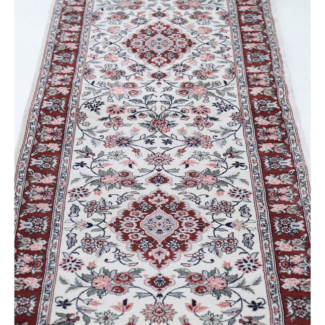 Legacy 2' 6" X 13' 8" Art Silk Hand-Knotted Rug 2' 6" X 13' 8" (76 X 417) / Ivory / Red