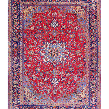Mahal 9' 6" X 13' 2" Hand Knotted Wool Rug 9' 6" X 13' 2" (290 X 401) / Red / Wool