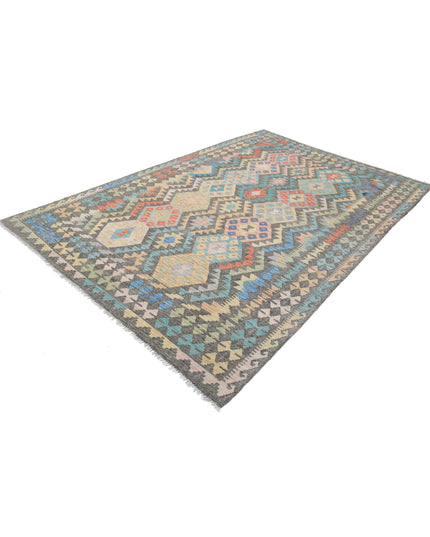 Maimana Kilim 6' 4" X 9' 8" Hand Knotted Wool Kilim 6' 4" X 9' 8" (193 X 295) / Grey / Wool