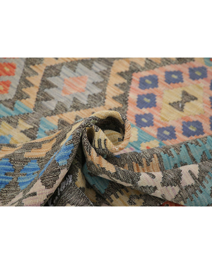 Maimana Kilim 6' 4" X 9' 8" Hand Knotted Wool Kilim 6' 4" X 9' 8" (193 X 295) / Grey / Wool