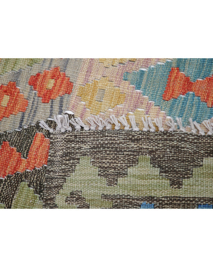 Maimana Kilim 6' 4" X 9' 8" Hand Knotted Wool Kilim 6' 4" X 9' 8" (193 X 295) / Grey / Wool