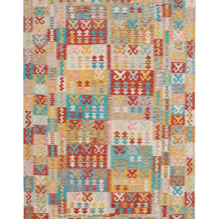 Maimana Kilim 6' 4" X 9' 8" Hand Knotted Wool Kilim 6' 4" X 9' 8" (193 X 295) / Multi / Wool