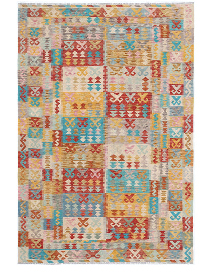 Maimana Kilim 6' 4" X 9' 8" Hand Knotted Wool Kilim 6' 4" X 9' 8" (193 X 295) / Multi / Wool