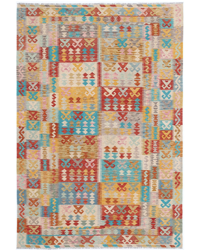 Maimana Kilim 6' 4" X 9' 8" Hand Knotted Wool Kilim 6' 4" X 9' 8" (193 X 295) / Multi / Wool