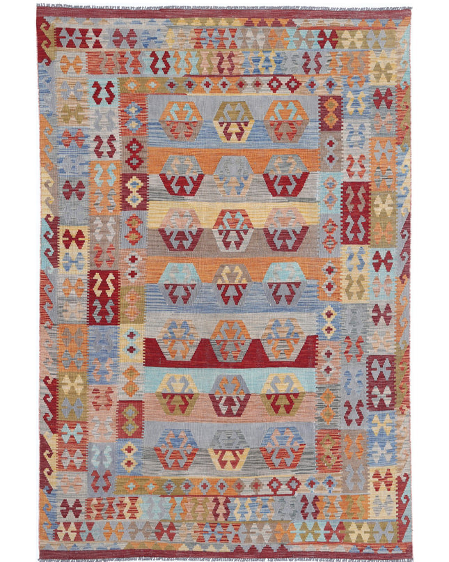 Maimana Kilim 6' 3" X 9' 6" Hand Knotted Wool Kilim 6' 3" X 9' 6" (191 X 290) / Multi / Wool