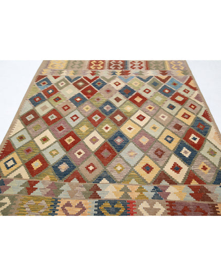 Maimana Kilim 6' 2" X 7' 11" Hand Knotted Wool Kilim 6' 2" X 7' 11" (188 X 241) / Multi / Wool