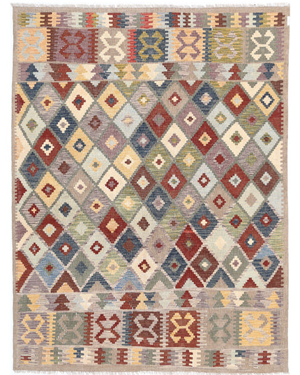 Maimana Kilim 6' 2" X 7' 11" Hand Knotted Wool Kilim 6' 2" X 7' 11" (188 X 241) / Multi / Wool