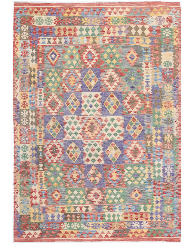 Maimana Kilim 6' 4" X 9' 2" Hand Knotted Wool Kilim 6' 4" X 9' 2" (193 X 280) / Multi / Wool