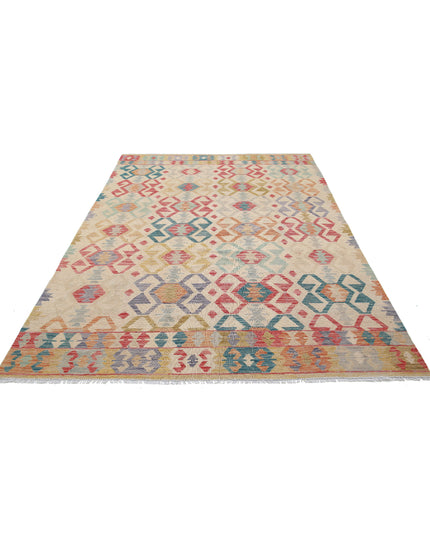 Maimana Kilim 6' 4" X 9' 8" Hand Knotted Wool Kilim 6' 4" X 9' 8" (193 X 295) / Multi / Wool