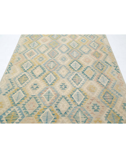 Maimana Kilim 6' 4" X 9' 4" Hand Knotted Wool Kilim 6' 4" X 9' 4" (193 X 284) / Ivory / Wool
