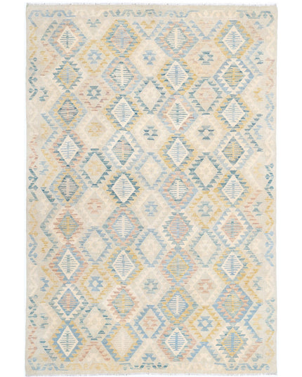 Maimana Kilim 6' 4" X 9' 4" Hand Knotted Wool Kilim 6' 4" X 9' 4" (193 X 284) / Ivory / Wool