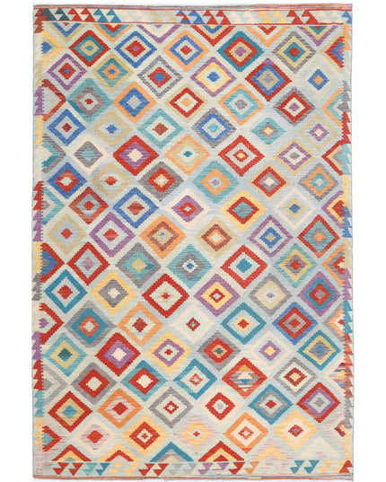 Maimana Kilim 6' 6" X 9' 11" Hand Knotted Wool Kilim 6' 6" X 9' 11" (198 X 302) / Multi / Wool